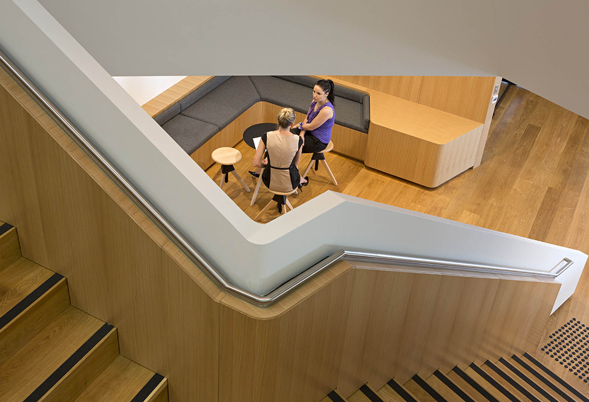 erm power brisbane fitout office internal stairs breakout timber panelling 