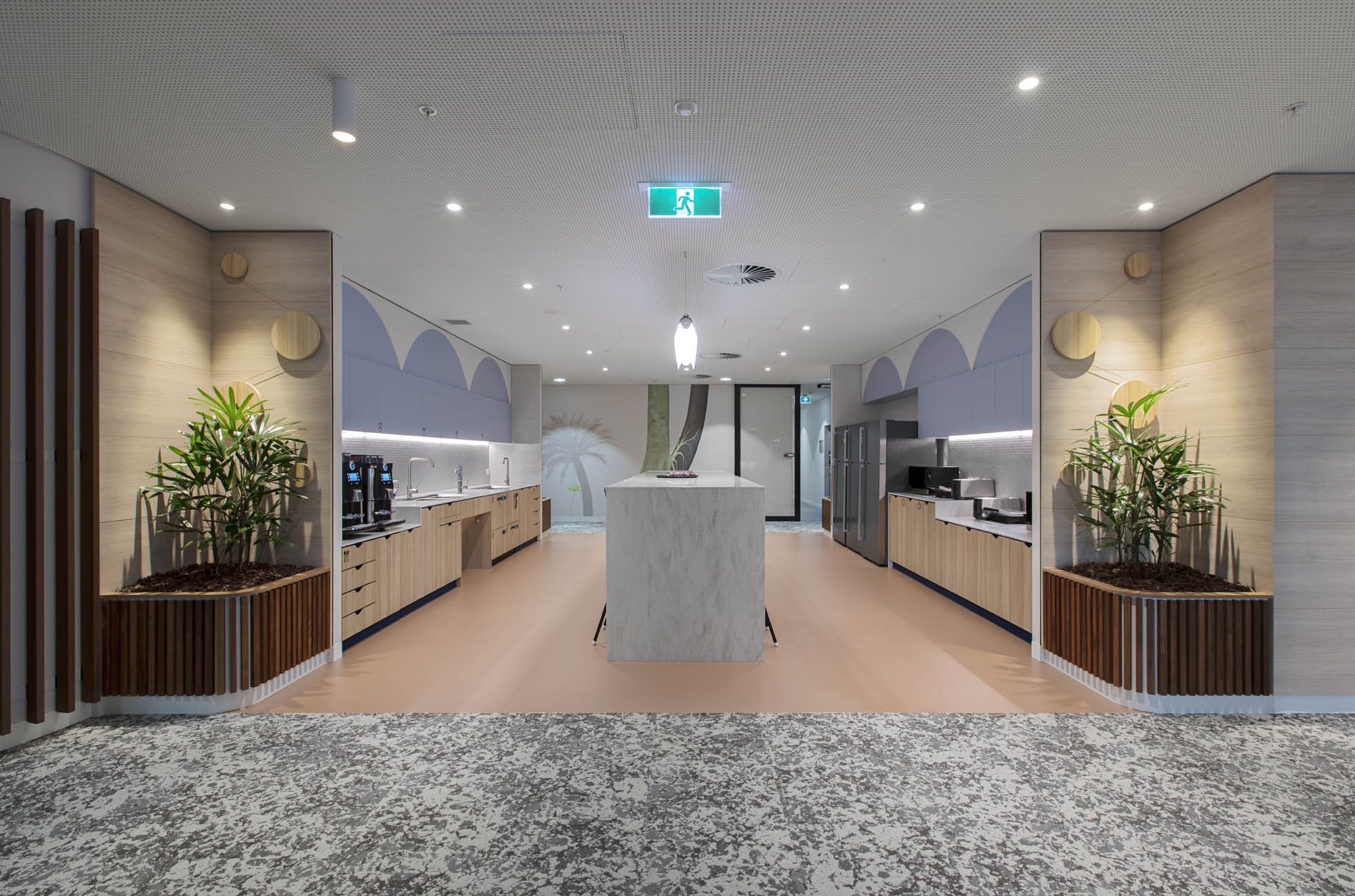 Worksafe office fitout melbourne kitchen planters 