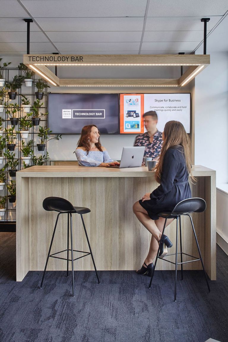 dentsu aegis sydney office fitout technology bar
