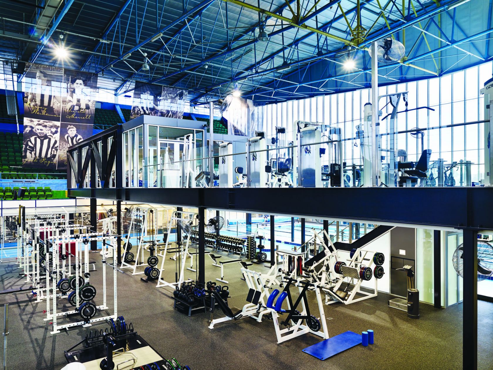 collingwood football club melbourne mezzanine gym trusses 