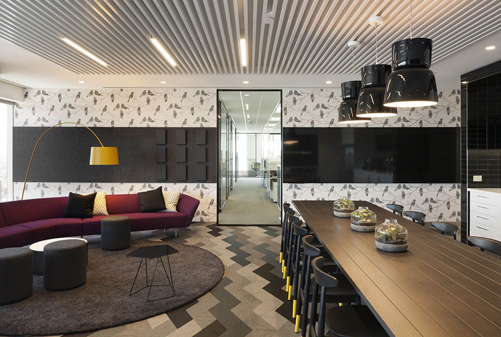 ferrier hodgson melbourne office fitout breakout kitchen casual seating 