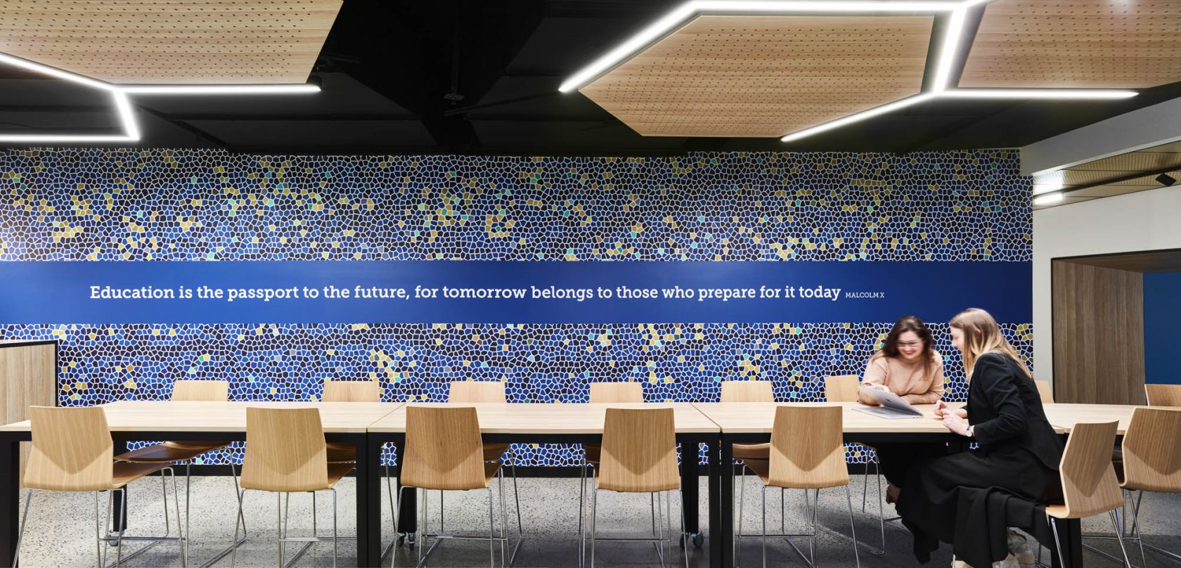 Federation University Queensland construction fitout education quote feature ceiling breakout meeting