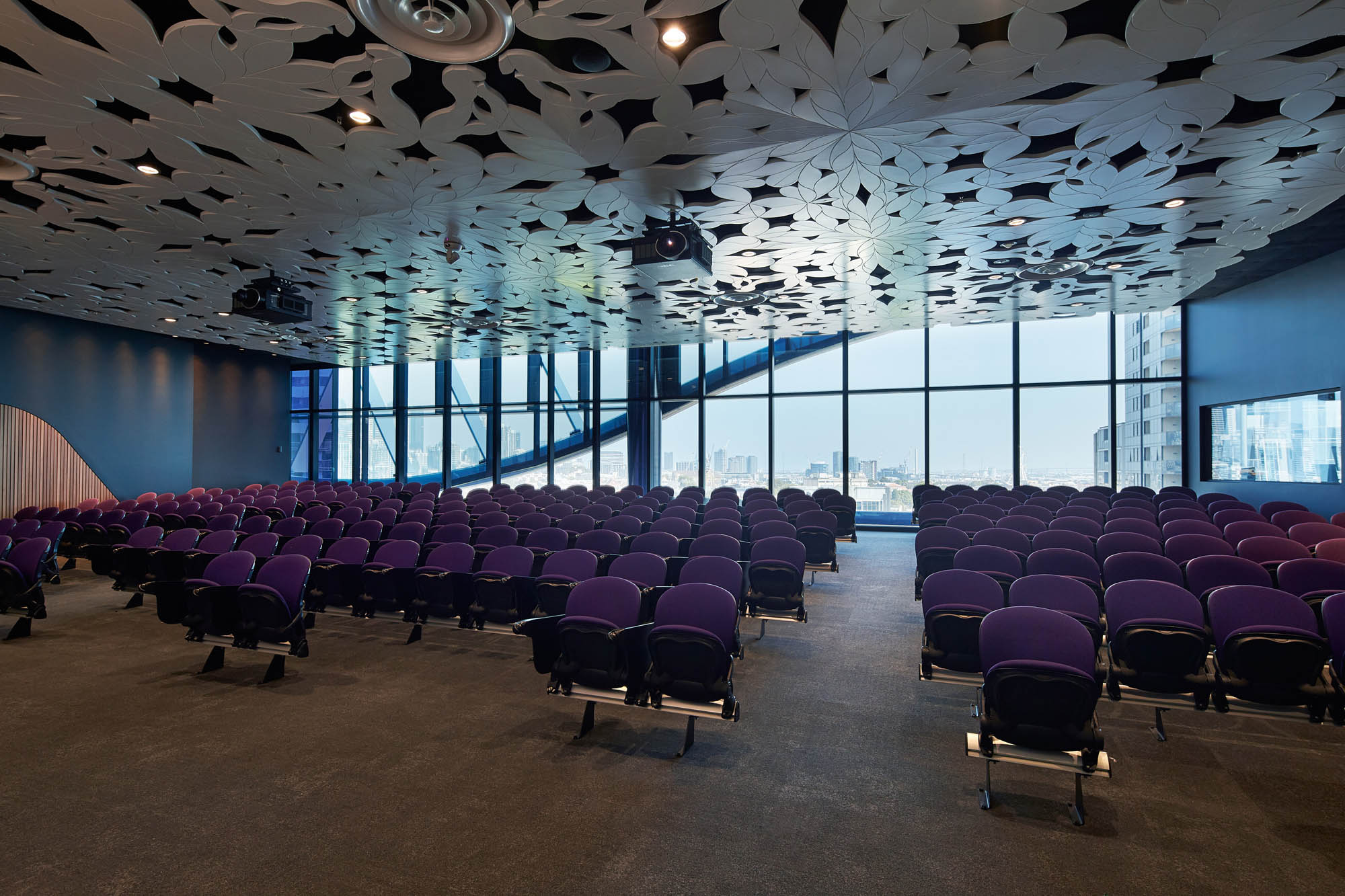 Victorian comprehensive cancer centre melbourne lecture theatre purple chairs