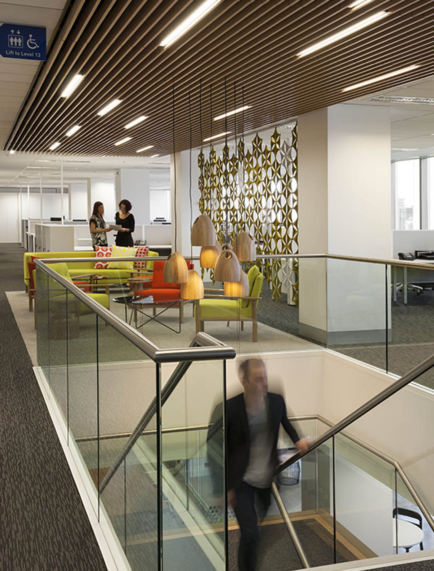 financial services provider melbourne fitout office stairs glass balustrades 