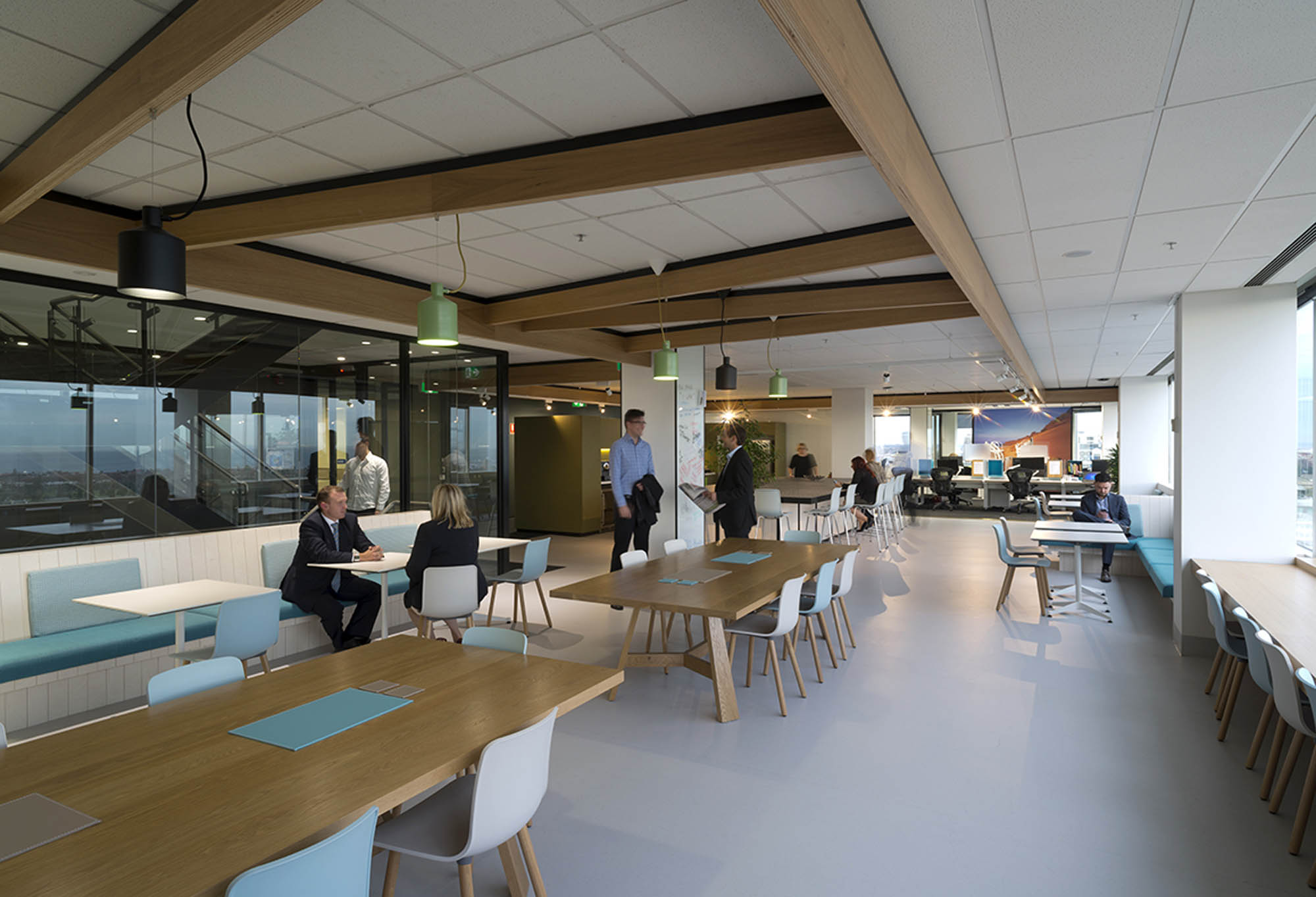 484 st kilda road workplace breakout timber ceiling fitout