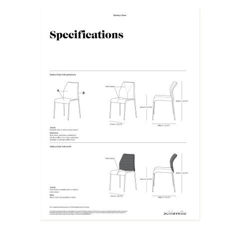 Gallery Chair Specification Sheet