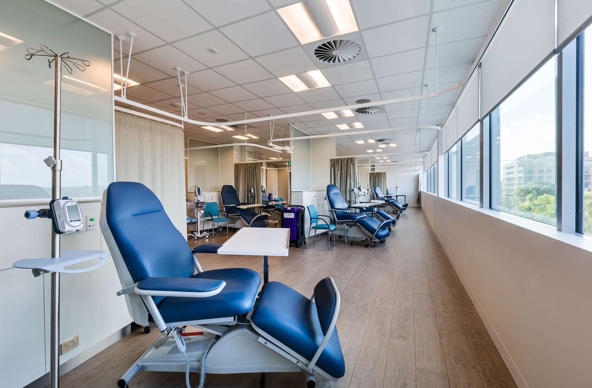 southside cancer care hospital fitout sydney patient treatment blue chairs