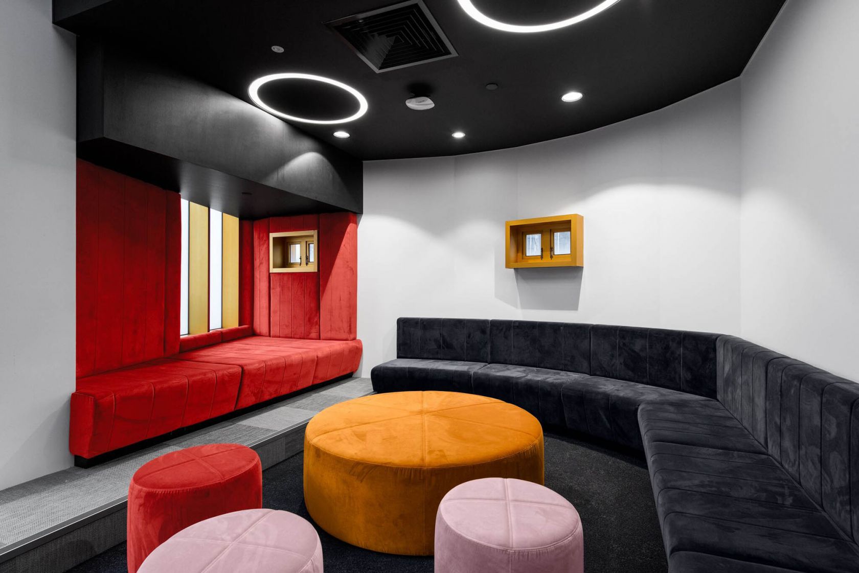 RMIT University School of Fashion and Textiles Building with fabric colour lounge seating