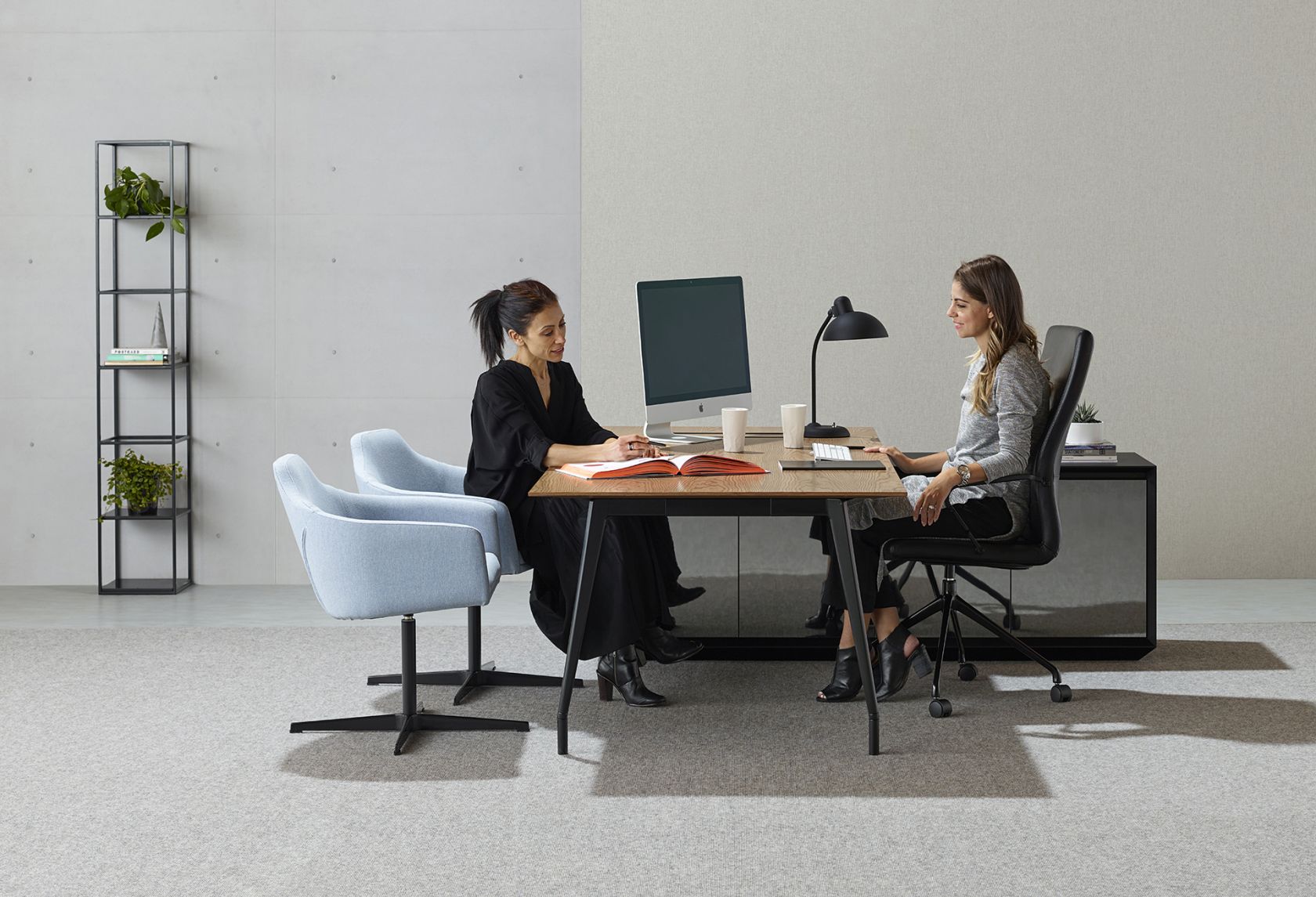 Aire Executive Desk, Palomino Chair and Vertical Garden