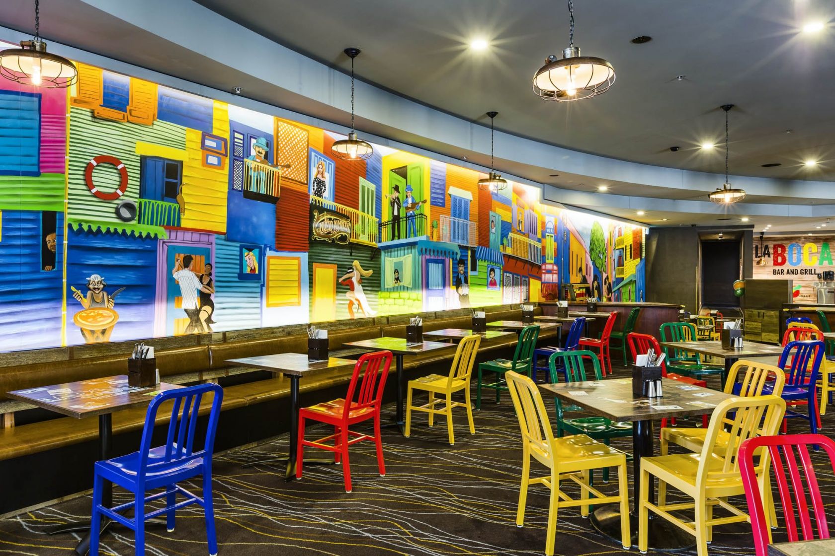 laboca bar and grill sydney colours dining banquet seating art
