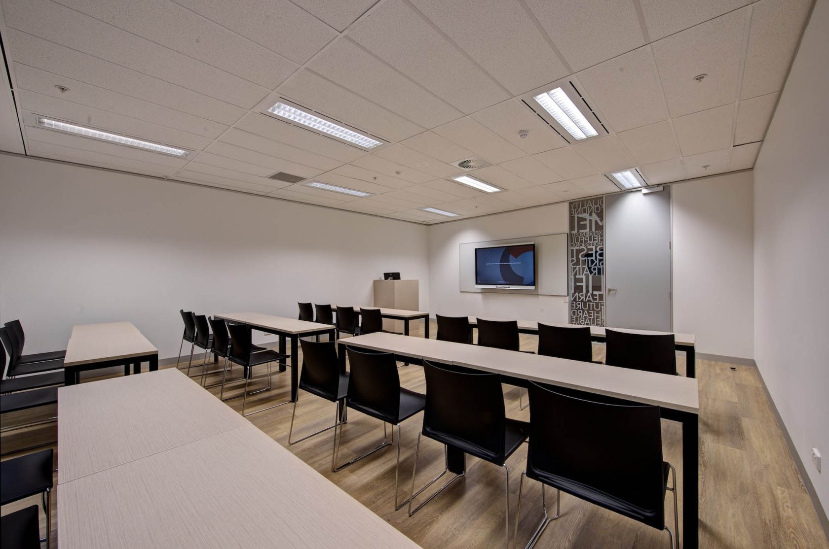 study group melbourne education classroom floorboards timber tv fitout