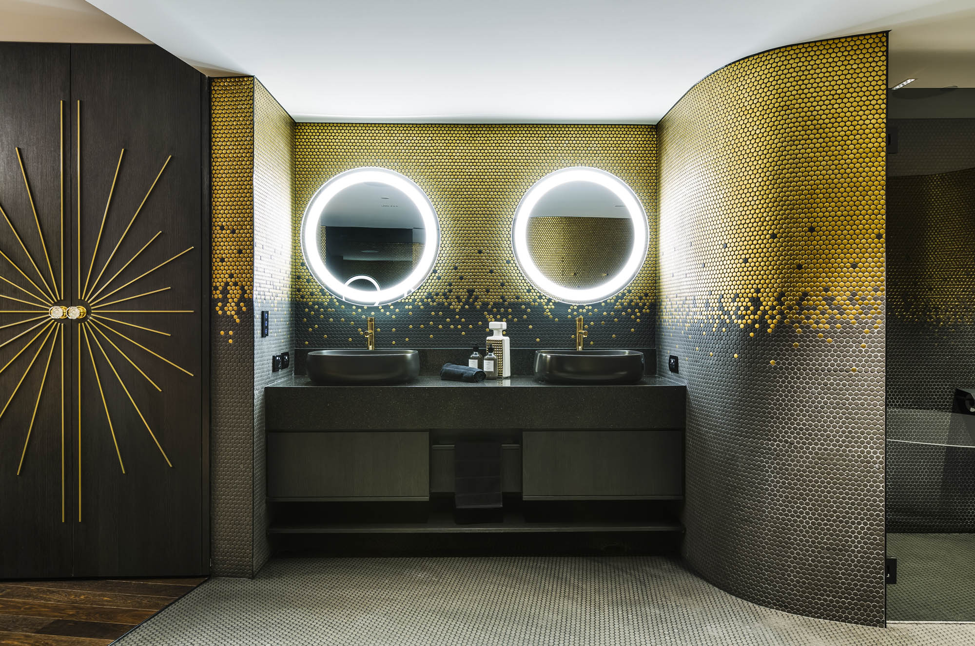 studios at the star sydney hotels design and construct nsw 70s glam bathroom gold glitter retro
