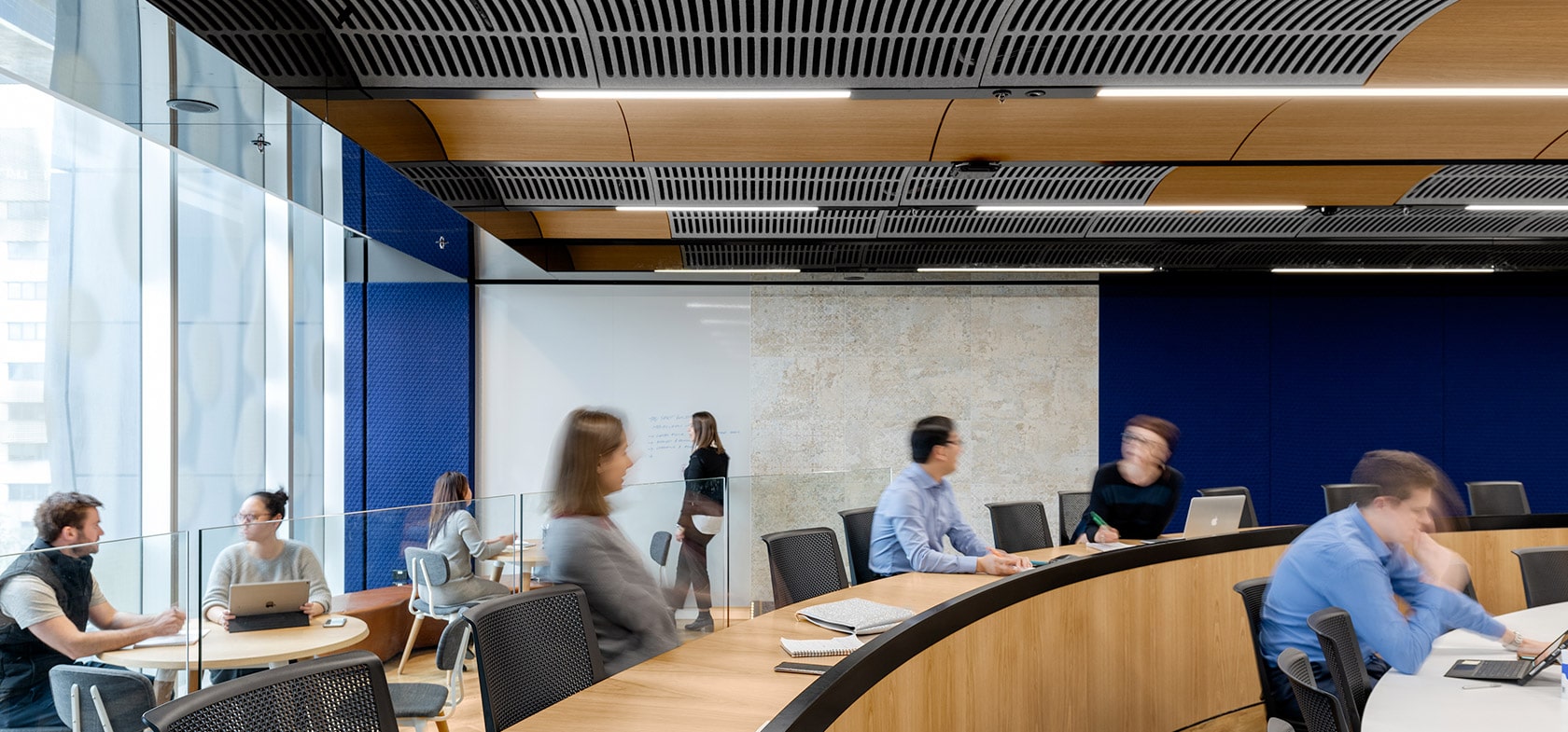 University of Melbourne Lecture Theatre Design & Fitout with Students and feature ceiling
