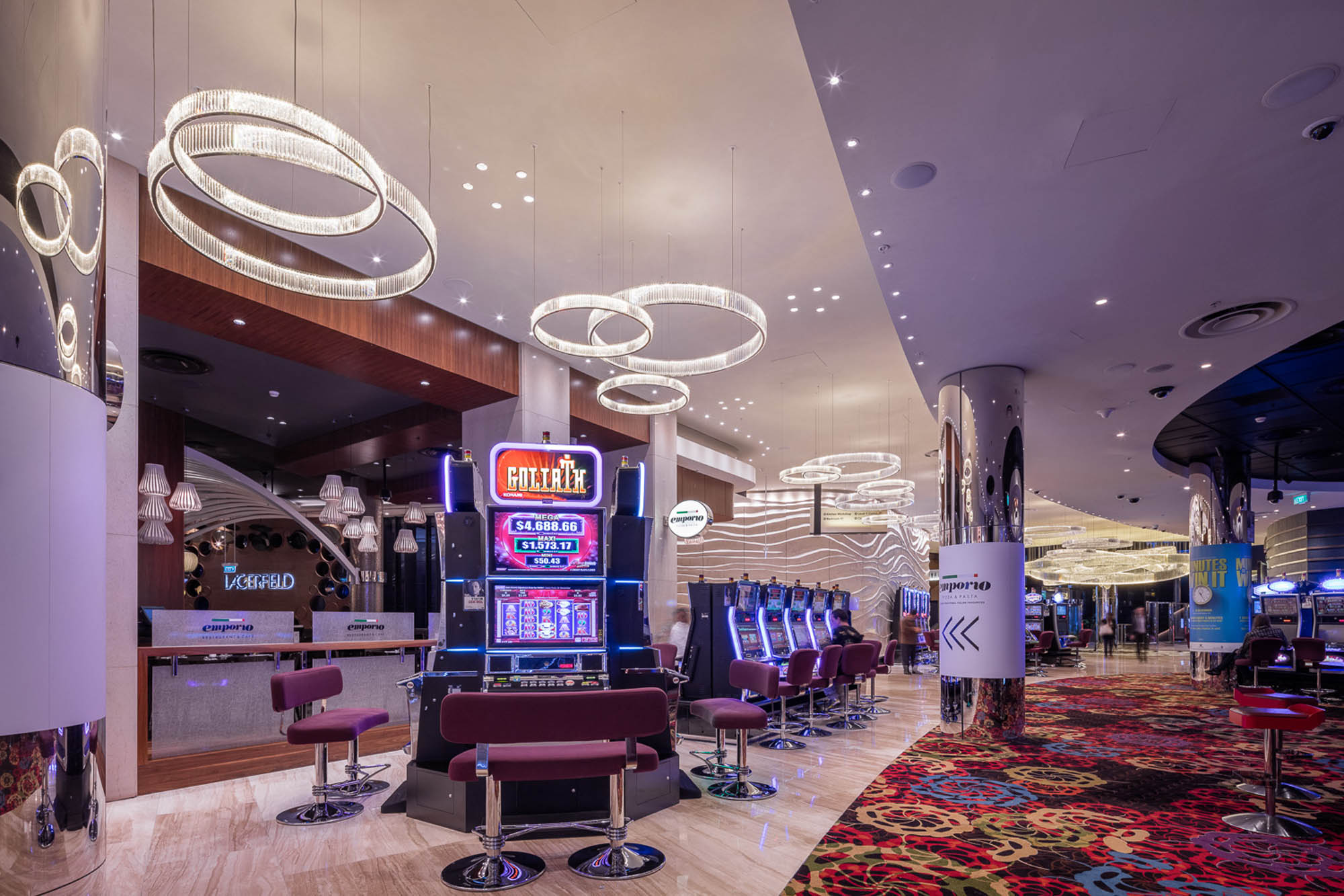 crown casino melbourne atrium west end halo lights pokies