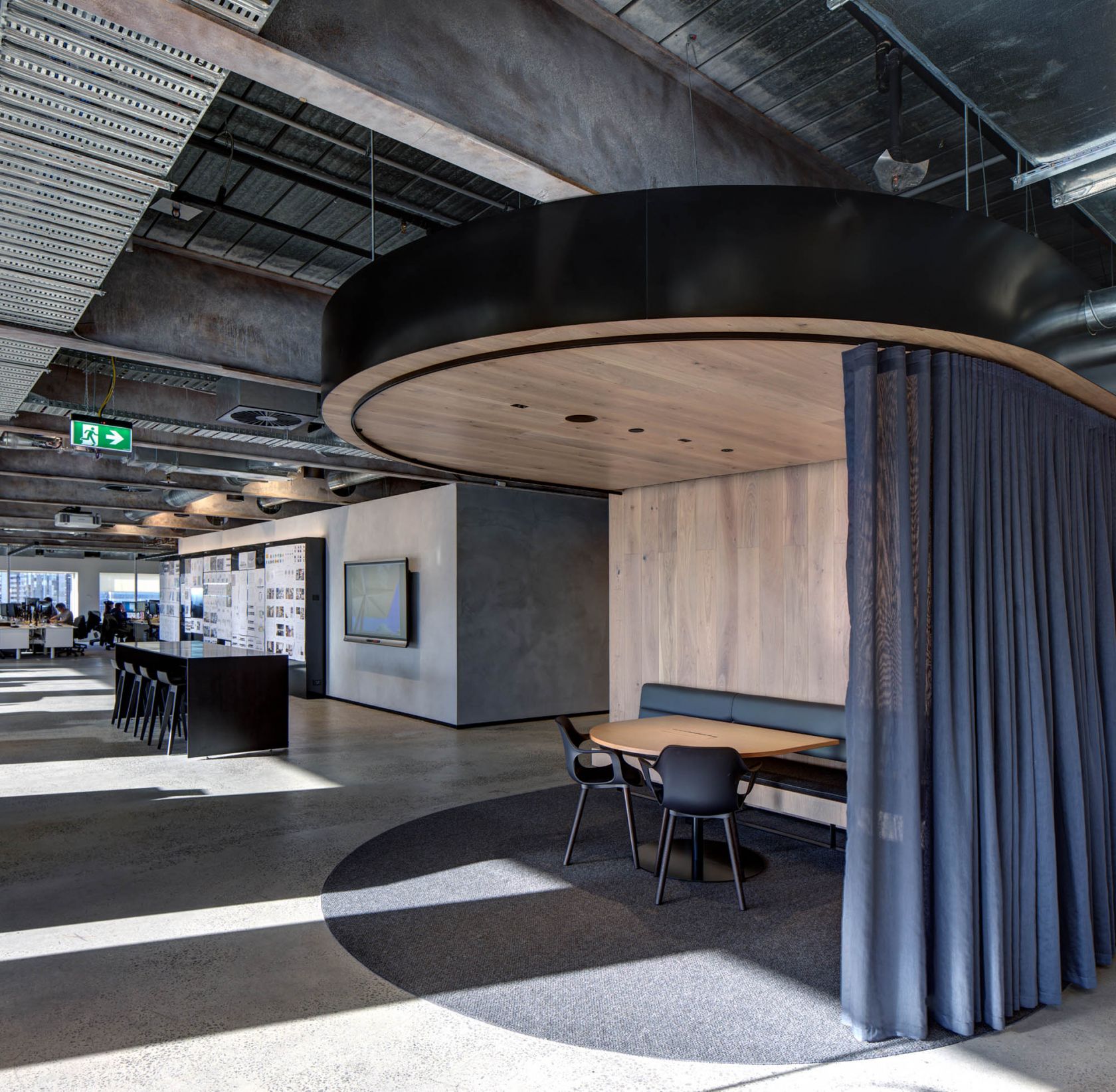 architectus melbourne office fitout privacy curtain