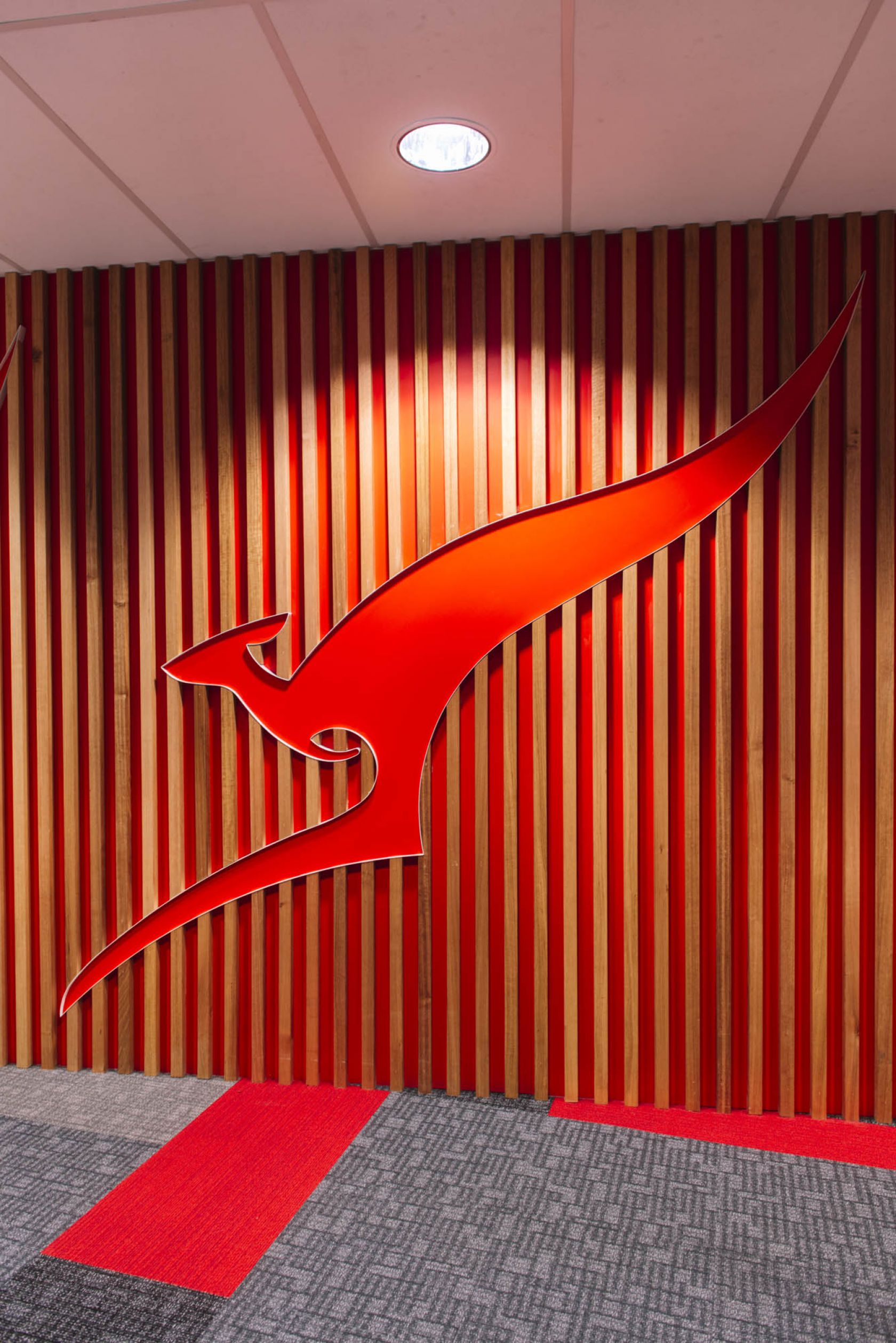 qantas hobart office fitout kangaroo logo