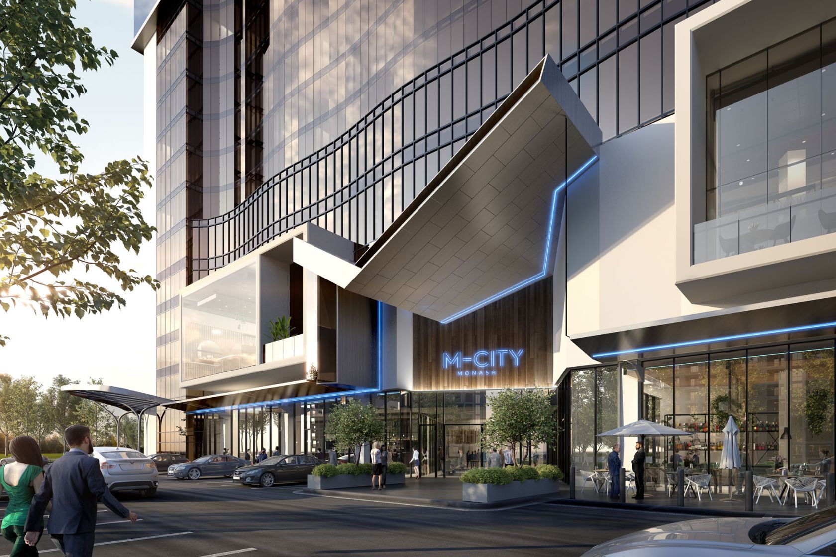 m-city food precinct building facade