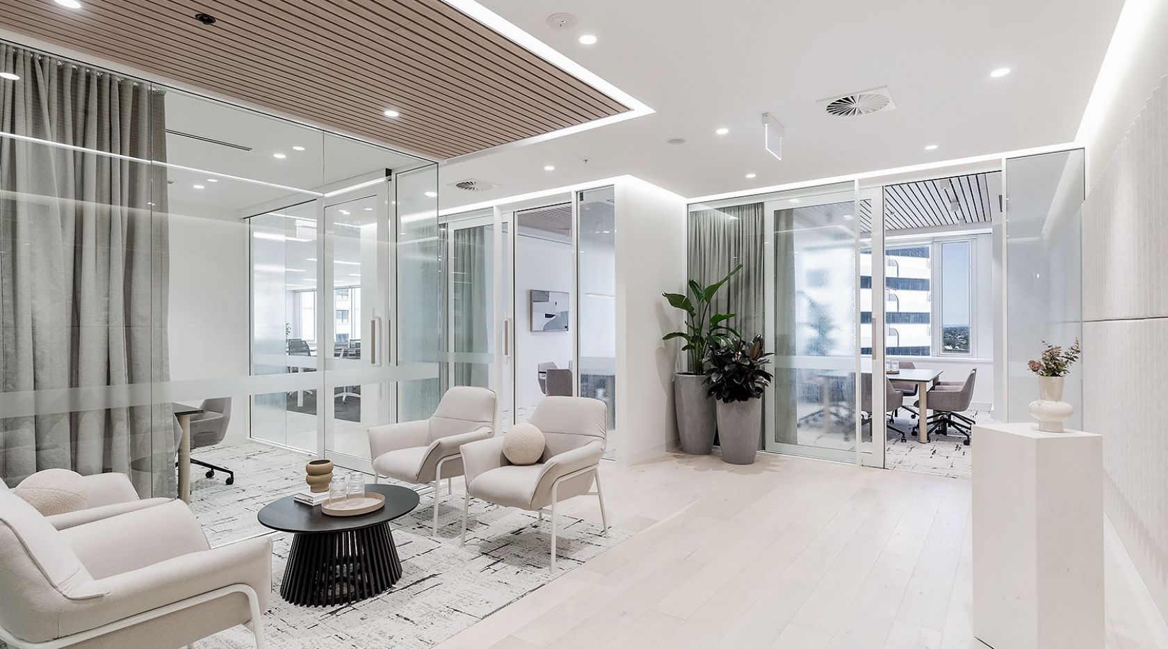 investa spec suites market street level 19 office fitout sydney schiavello construction waiting area