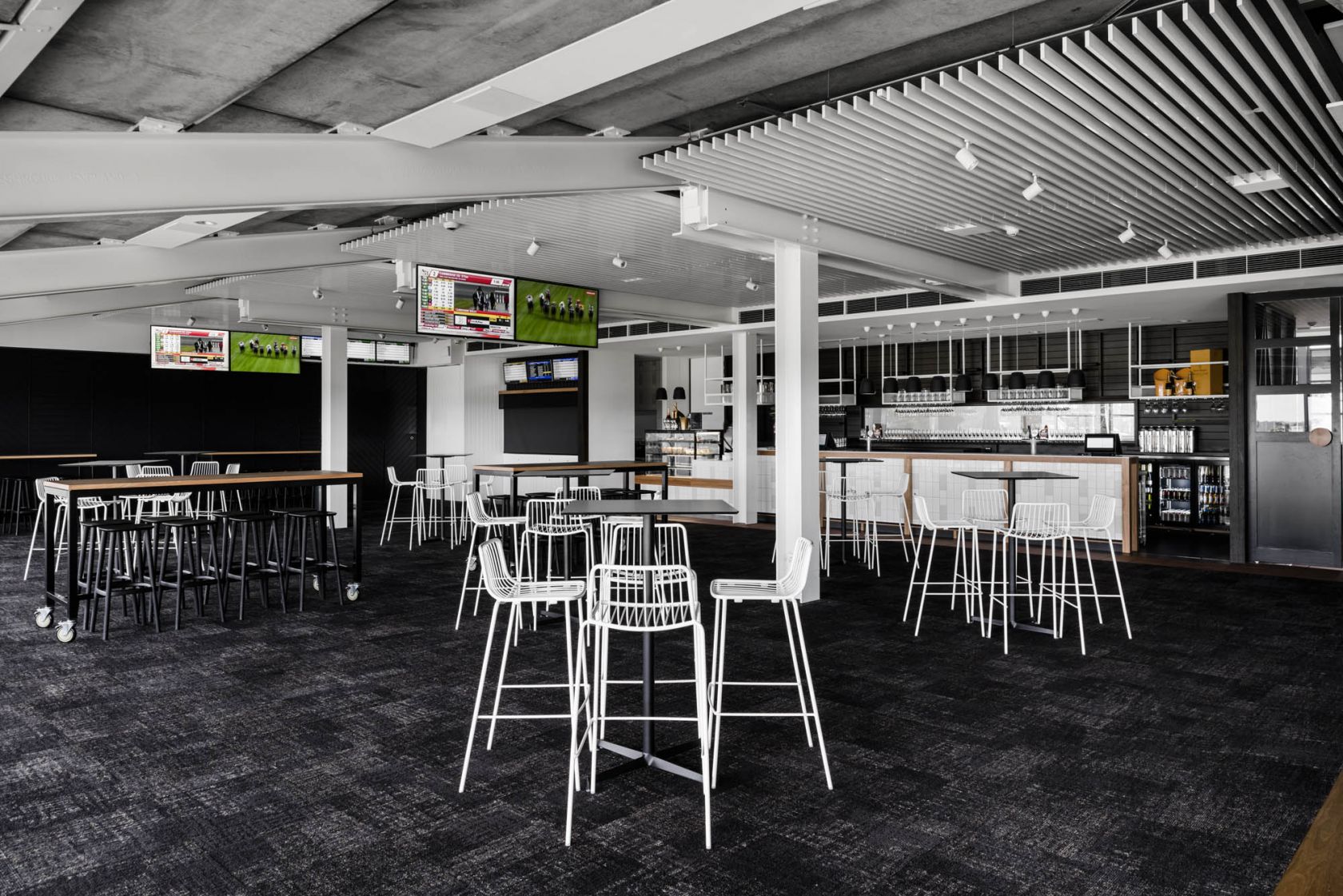 mornington racecourse melbourne fitout construction bar tv seating feature ceiling