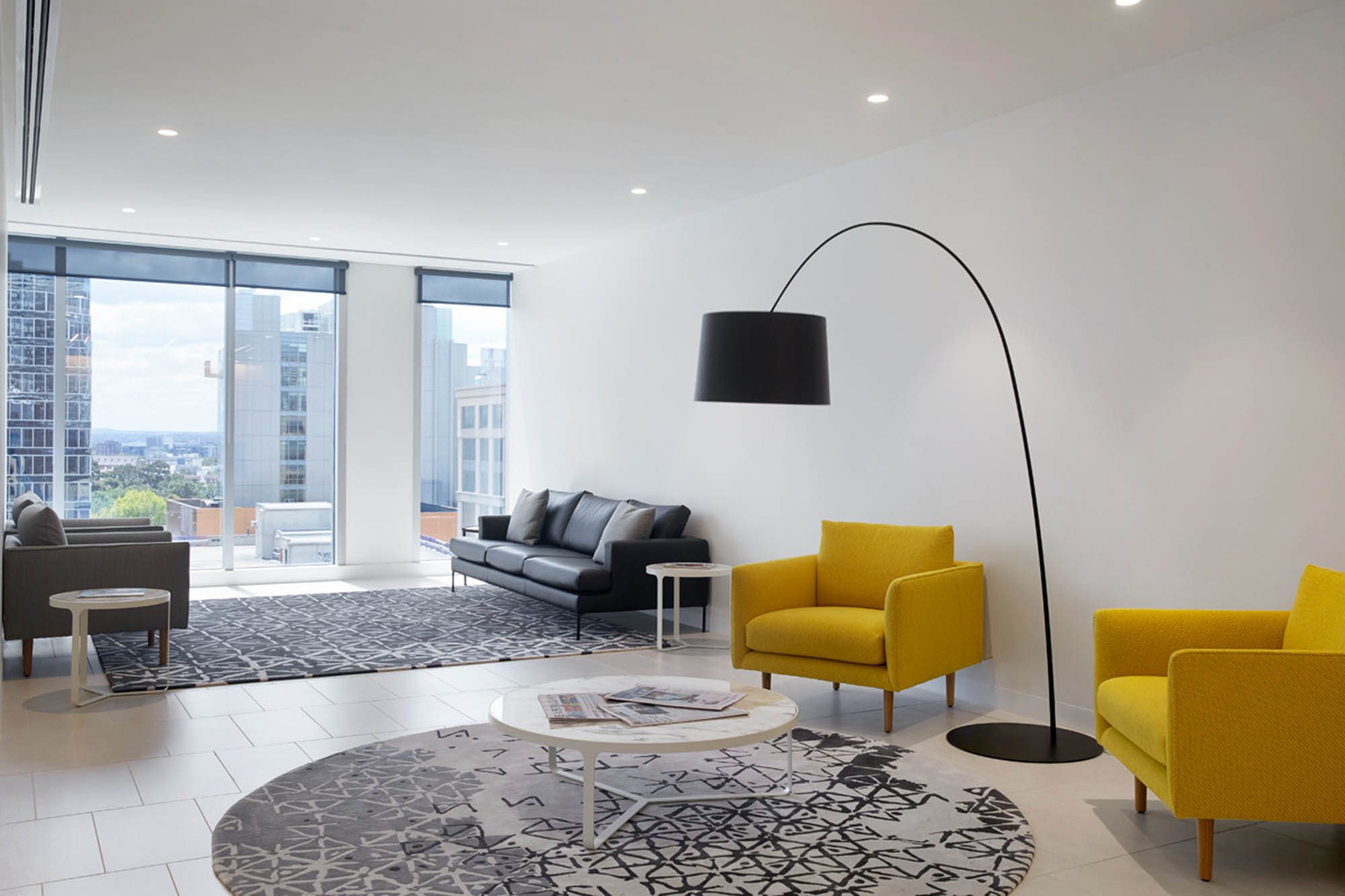 isaac chambers law fitout melbourne waiting room breakout casual meeting reception skyline 