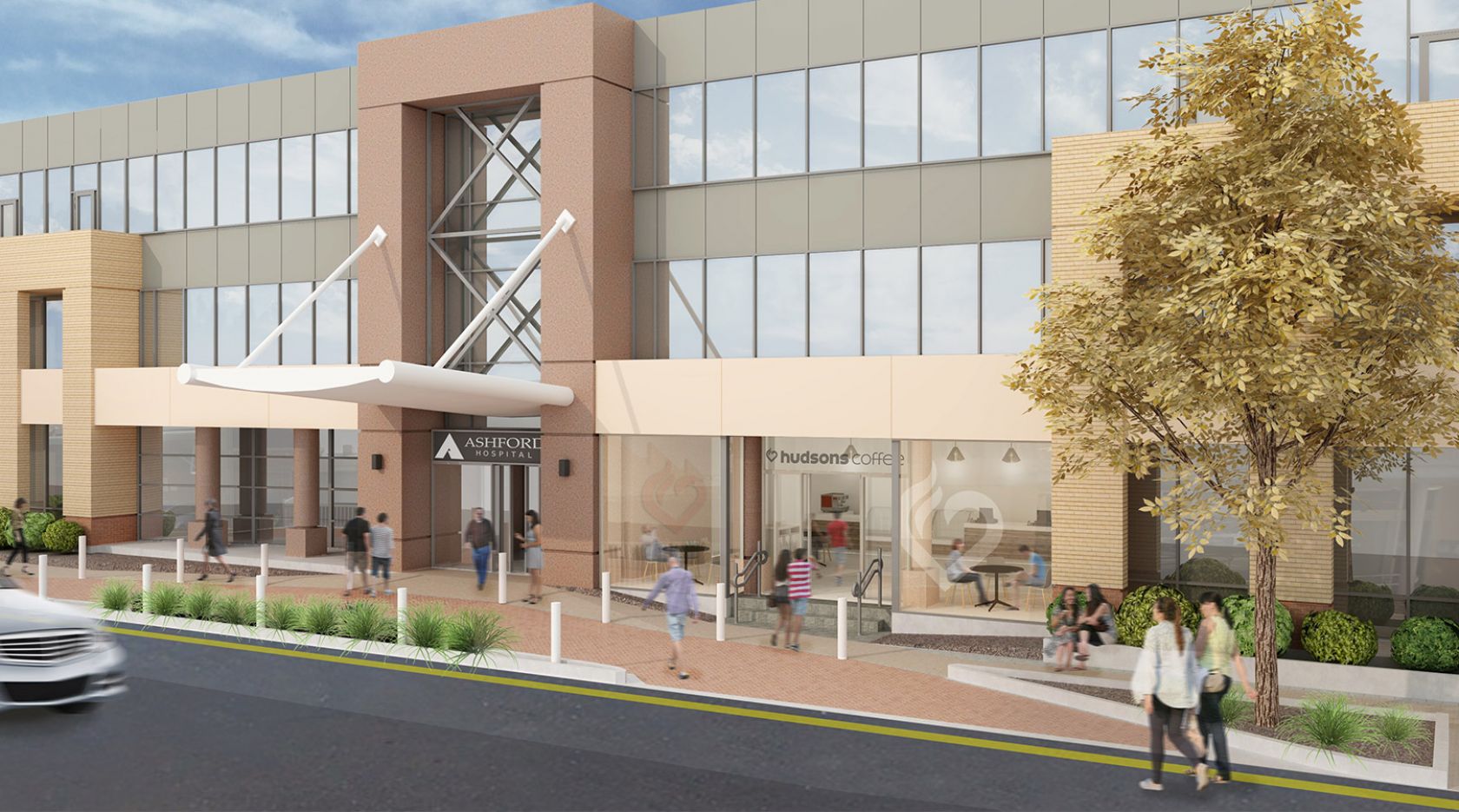 schiavello upgrade ashford hospital main entrance render image