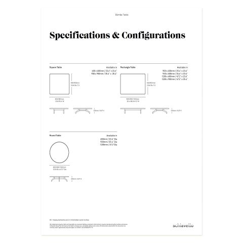 Bomba Table Specification Sheet