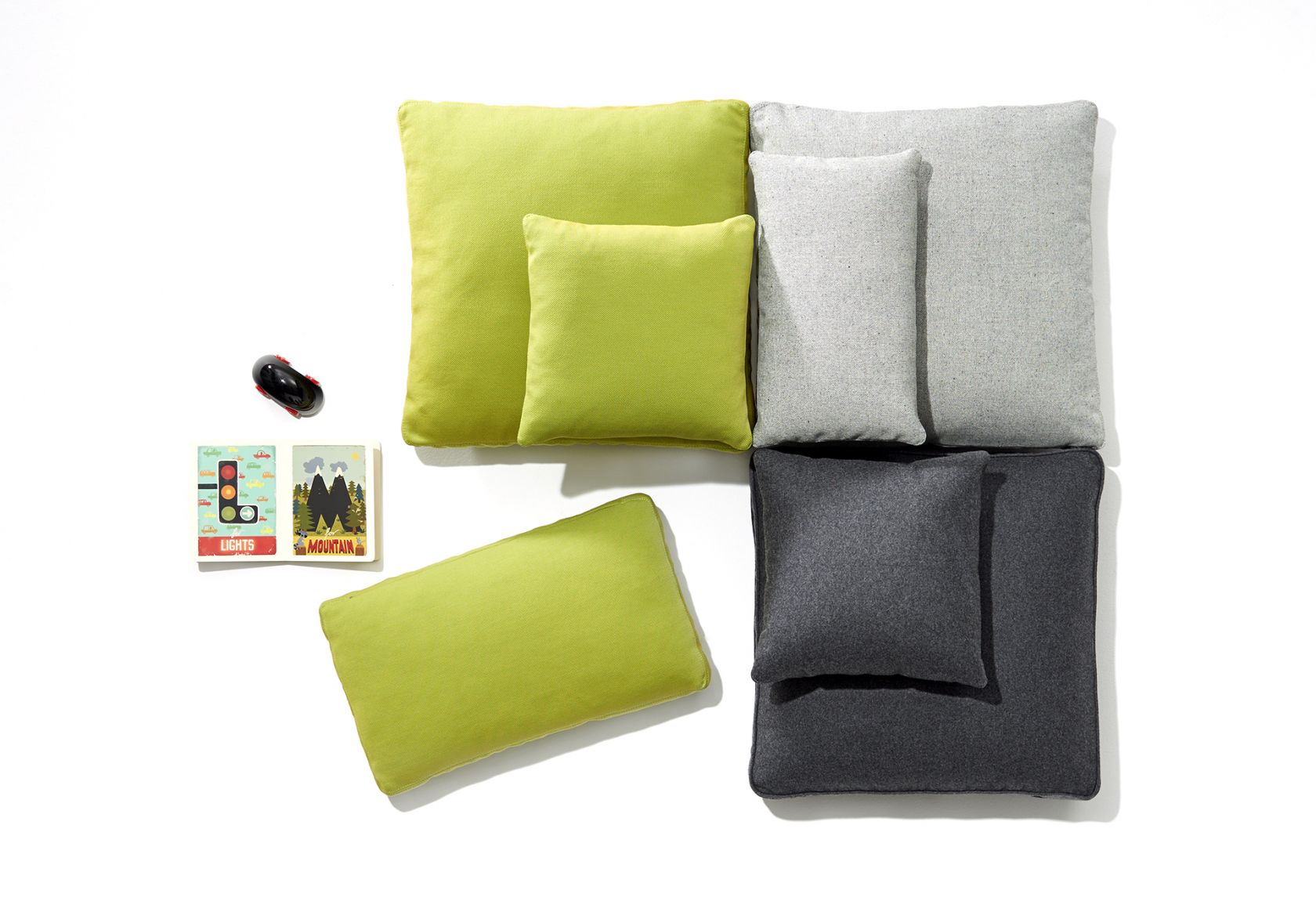 Scatter Platter Cushions Collection grey and green