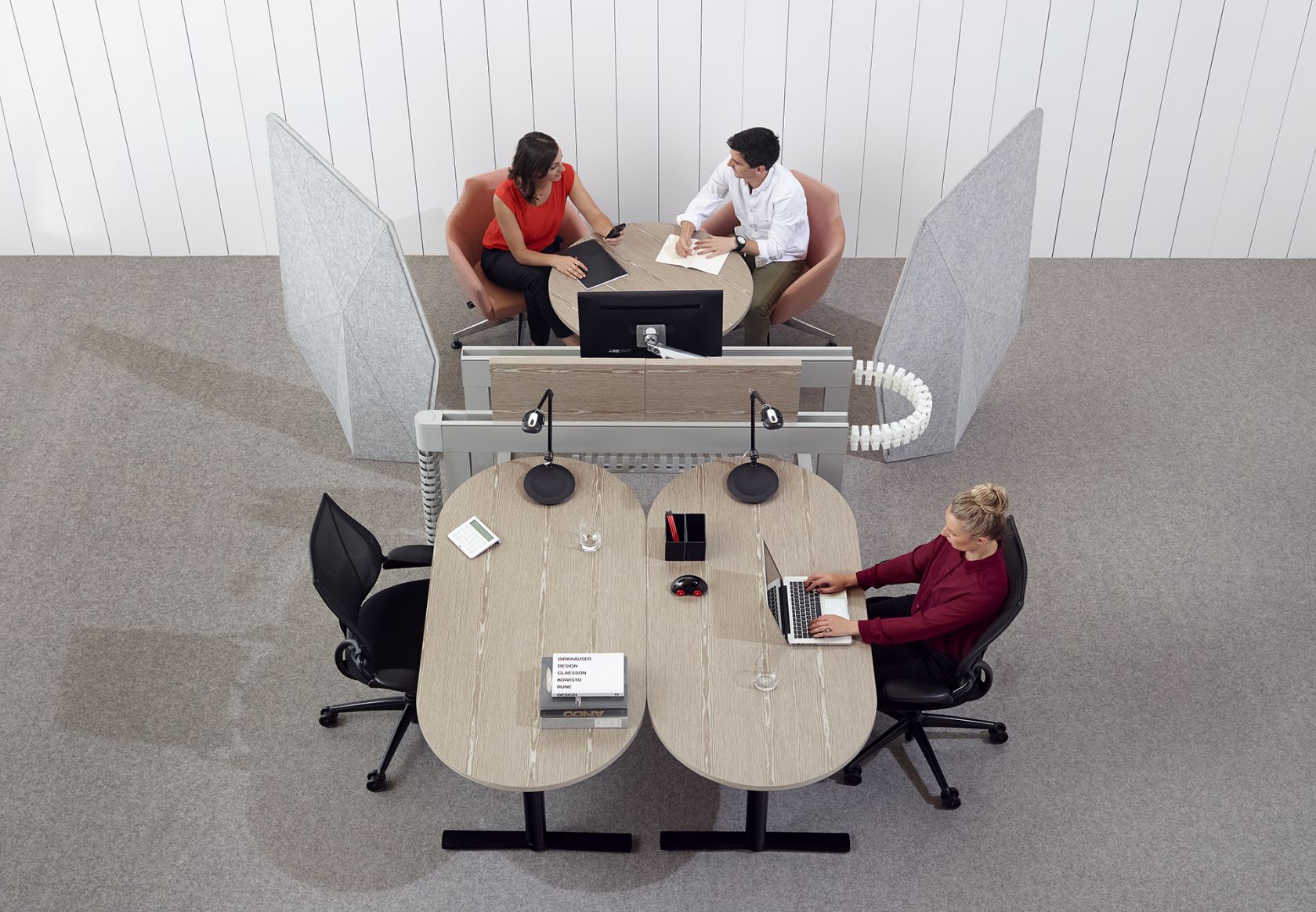 Soft Boundary, Krossi Table, Krossi Workstation and Palomino Chair 