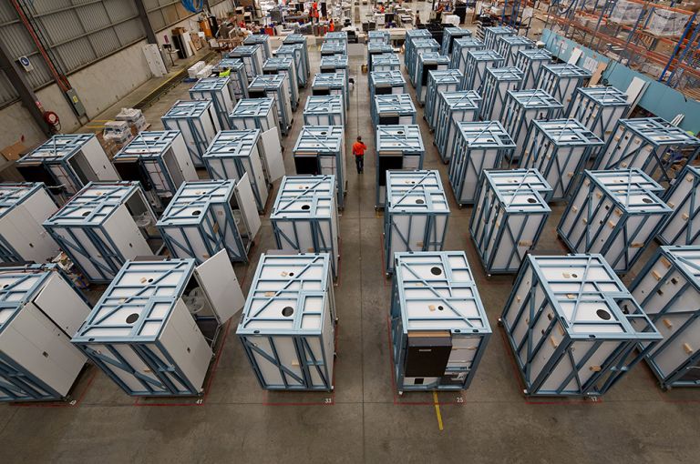 modular bathroom pods inside schiavello tullamarine factory