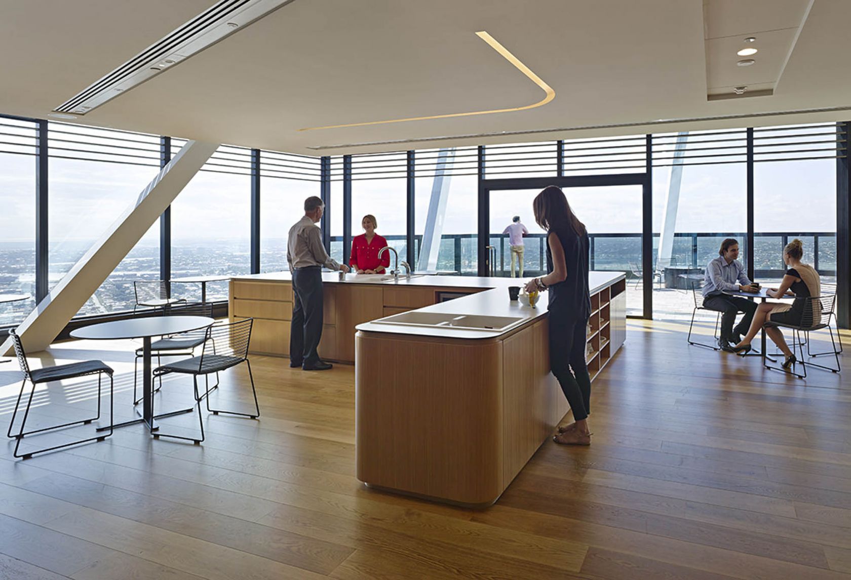 erm power brisbane fitout office breakout kitchen highrise 