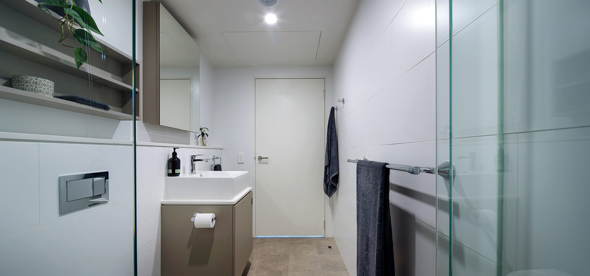 interior fitout of modular bathroom manufactured by schiavello in melbourne
