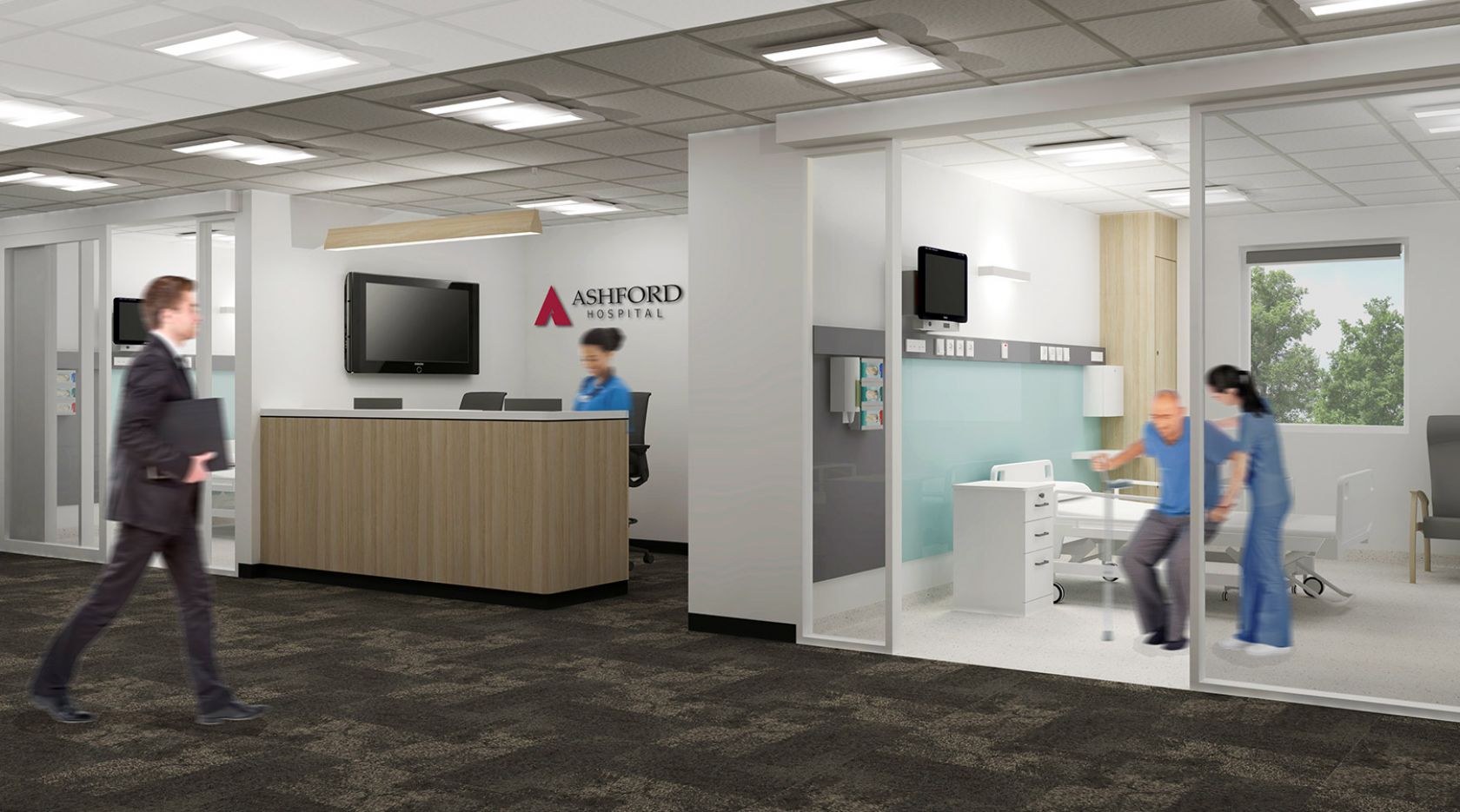 schiavello upgrade ashford hospital reception desk render image