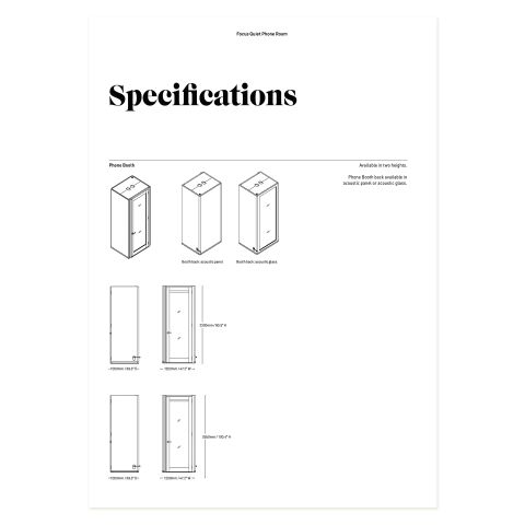 Focus Quiet Phone Room Specification Sheet