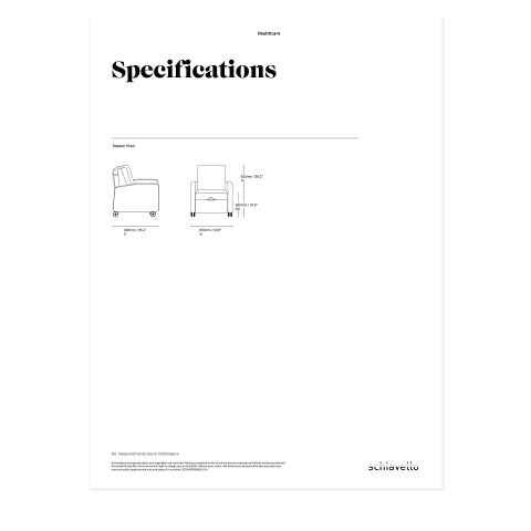 Healthcare Sleeper Chair Specification Sheet