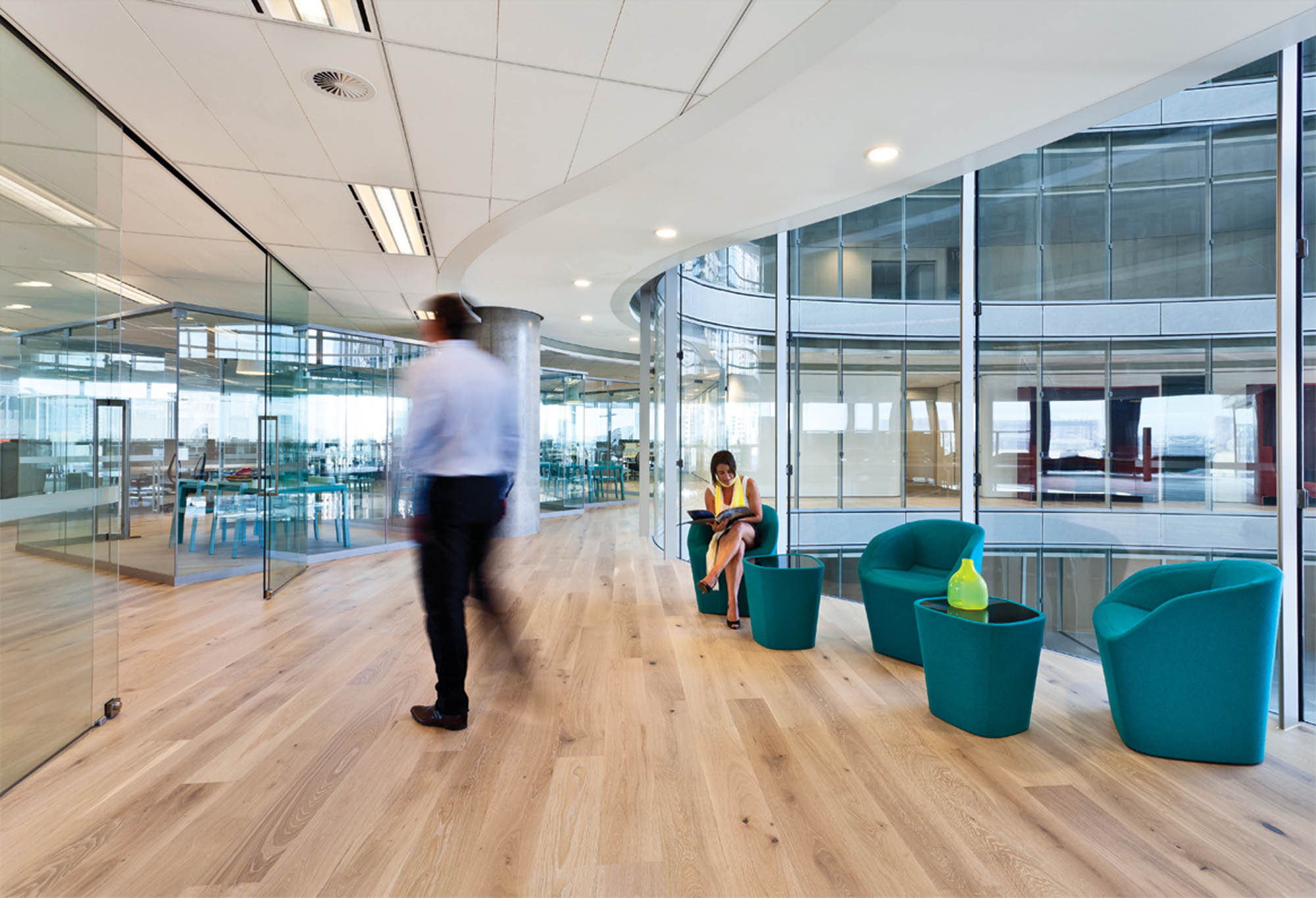 dexus nsw construction fitout glass door entry timber floors