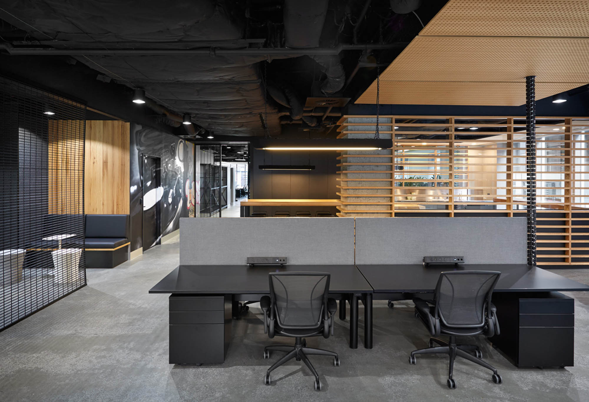 william street melbourne workplace fitout office desk ceiling timber partition exposed duct ceiling joinery 