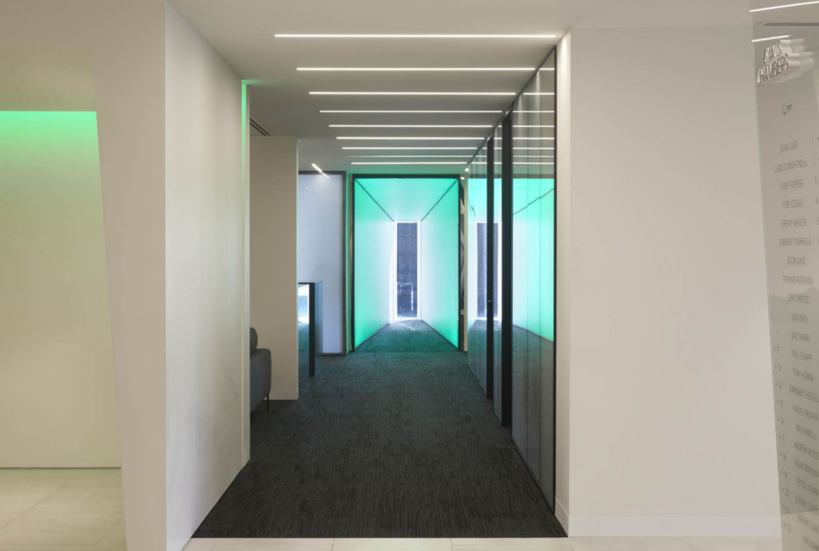 isaac chambers law fitout melbourne linear lighting hallway walkway