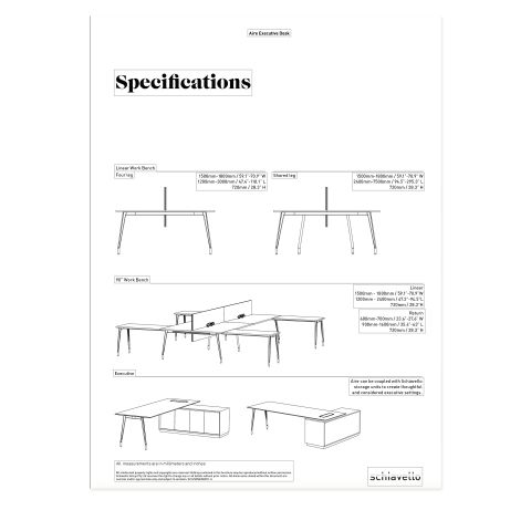 Aire Executive Desk Specification Sheet