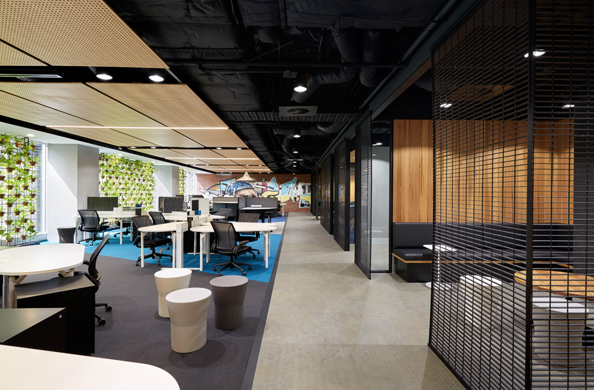 william street melbourne workplace fitout office exposed ceiling duct partition plant 