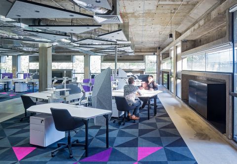 macquarie university campus with schiavello climate desks and carpet with pattern