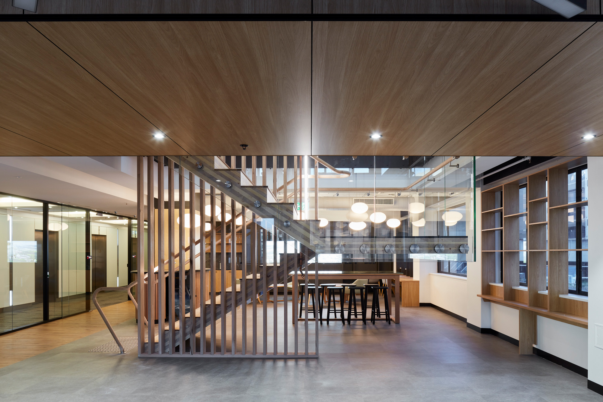 aurecon adelaide office fitout feature timber staircase