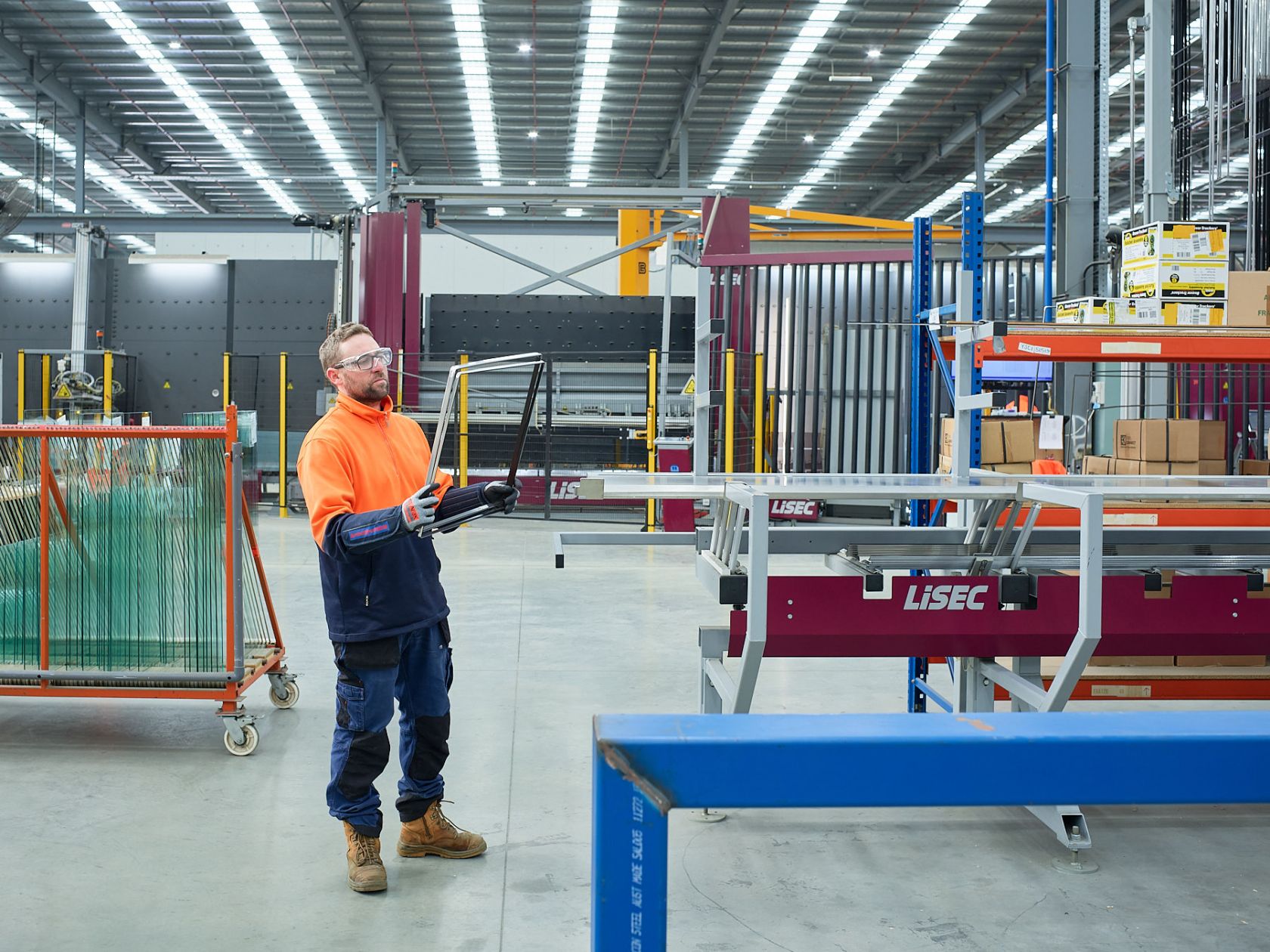 Glassworks manufacturing inspecting glass