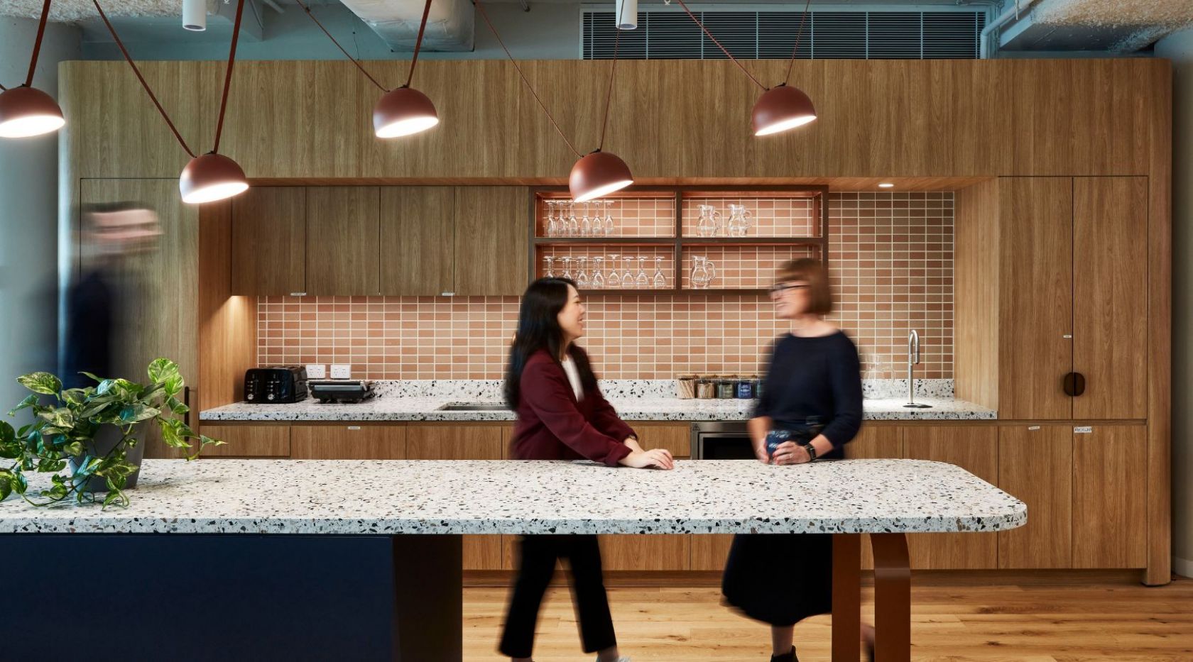 vocus sydney nsw fitout kitchen bench schiavello construction