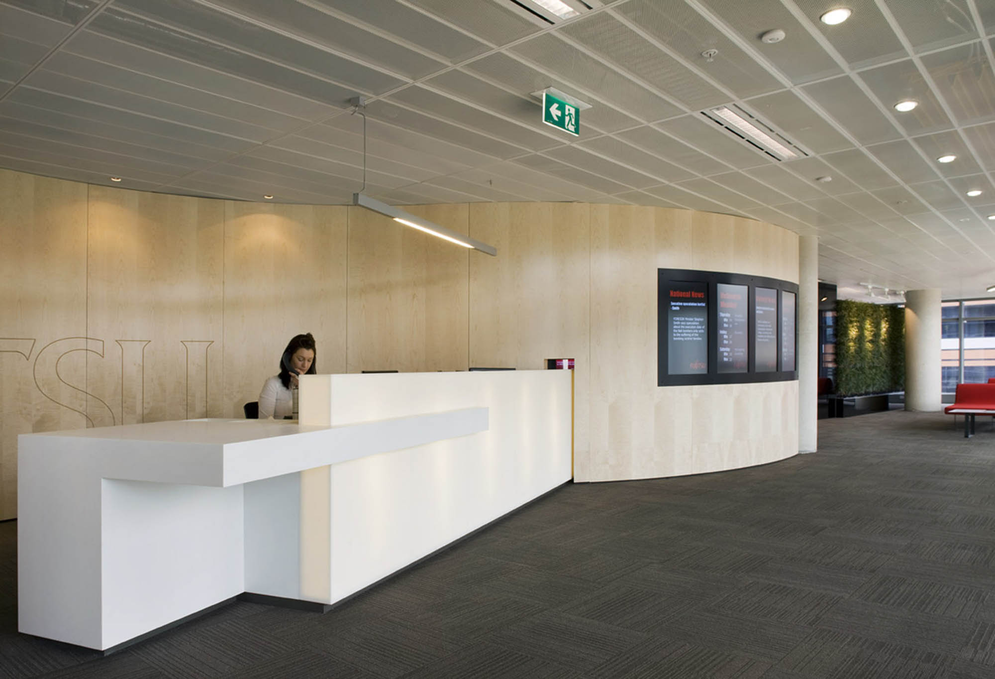 fujitsu head office melbourne office fitout reception