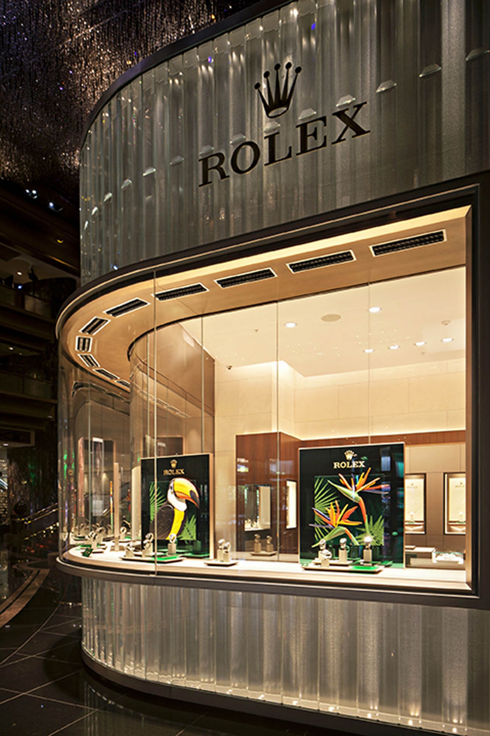 crown casino melbourne atrium curved display rolex feature panel