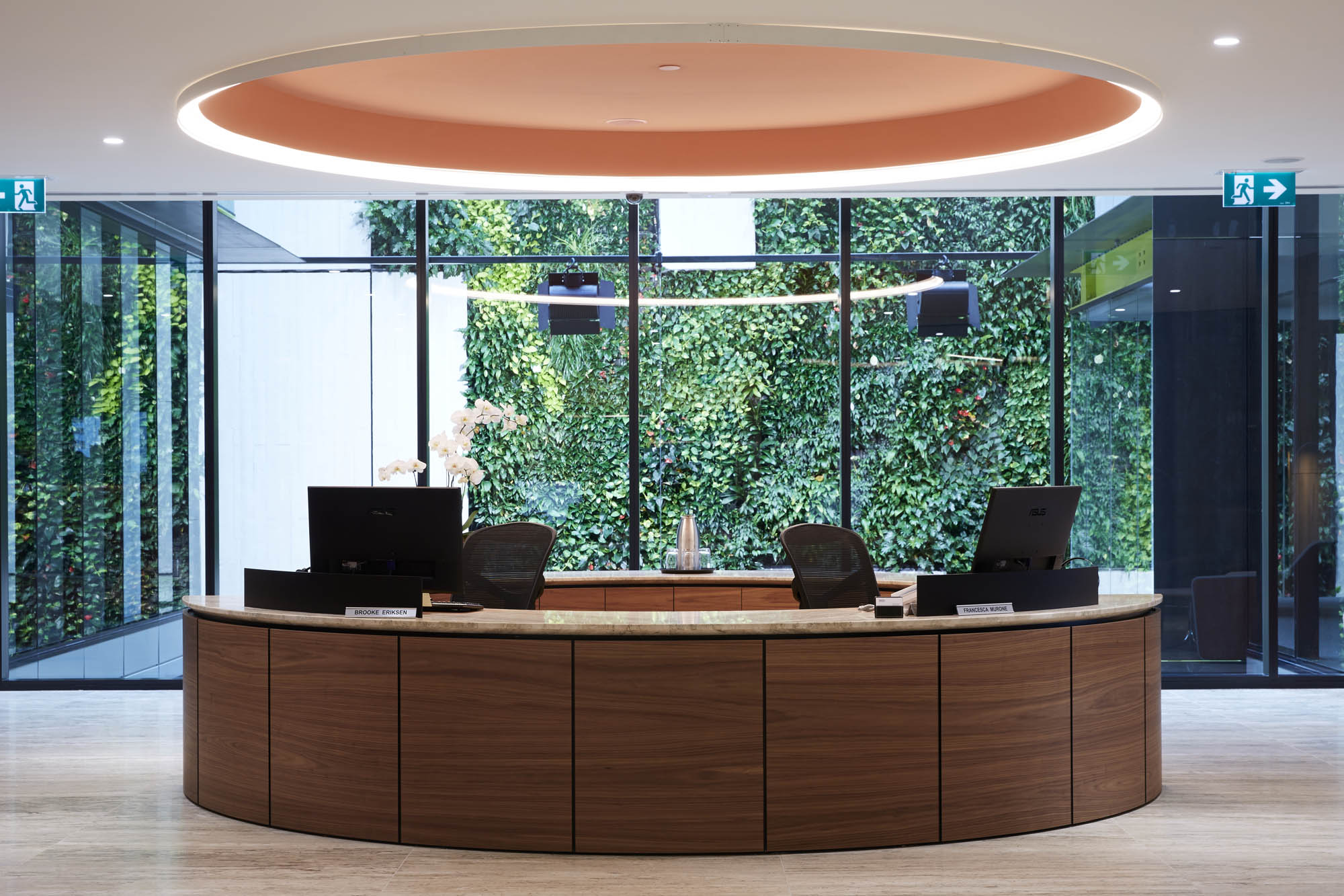 bdo melbourne office fitout circular reception desk