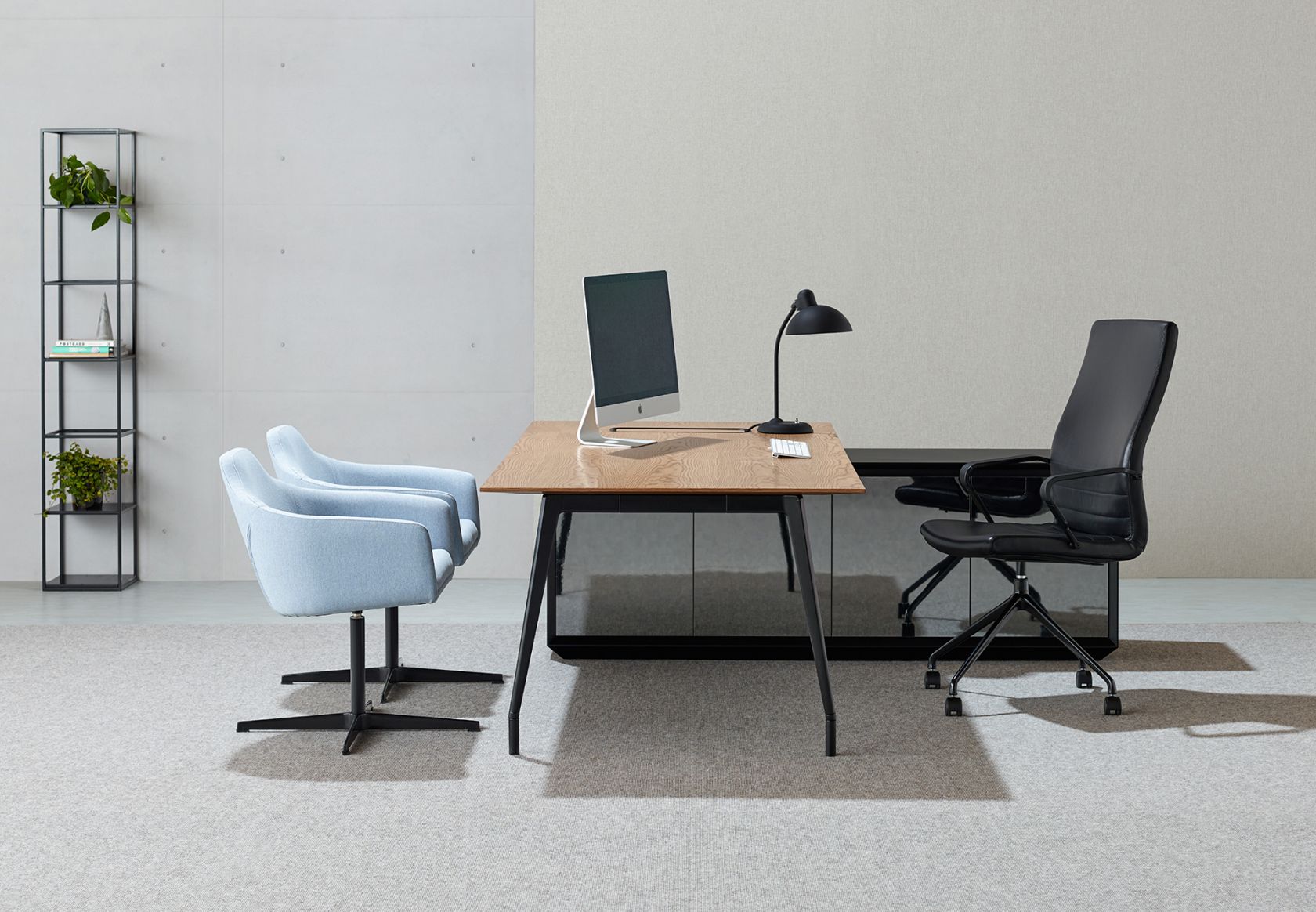 Aire Executive Desk, Palomino Chair and Vertical Garden