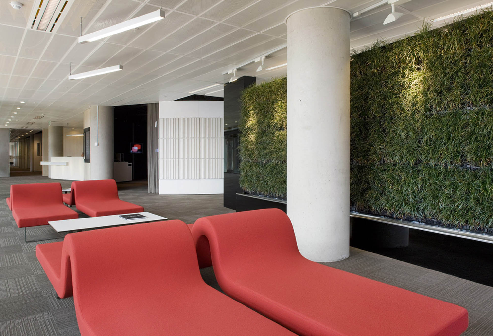 fujitsu head office melbourne office fitout red chairs