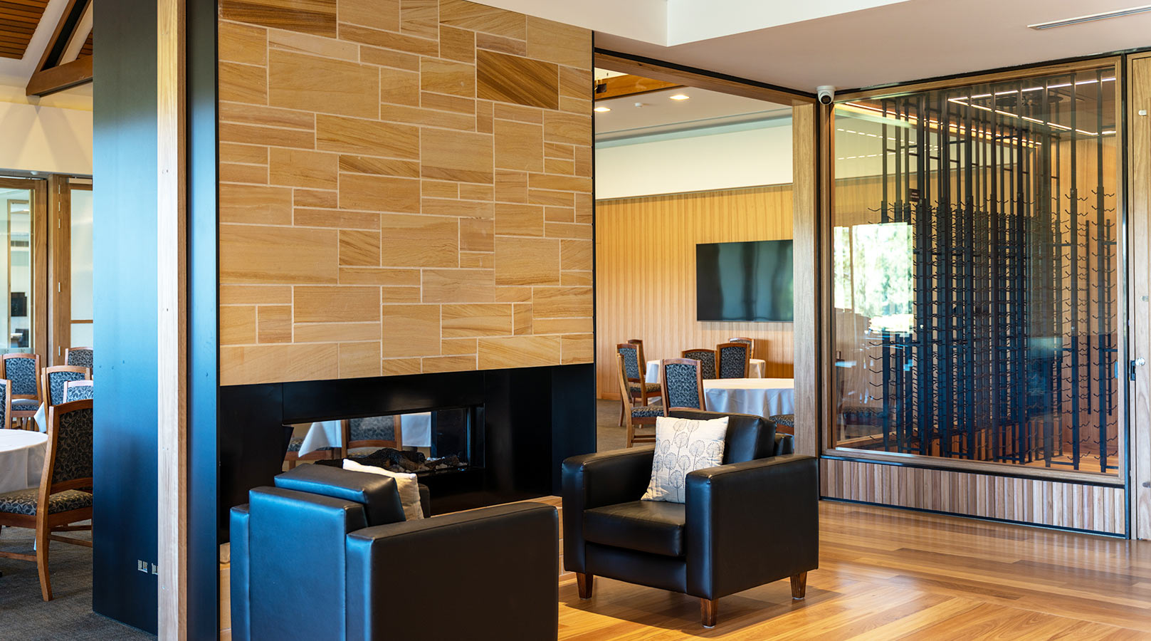 kooyonga golf club adelaide schiavello construction fitout fireplace lounge