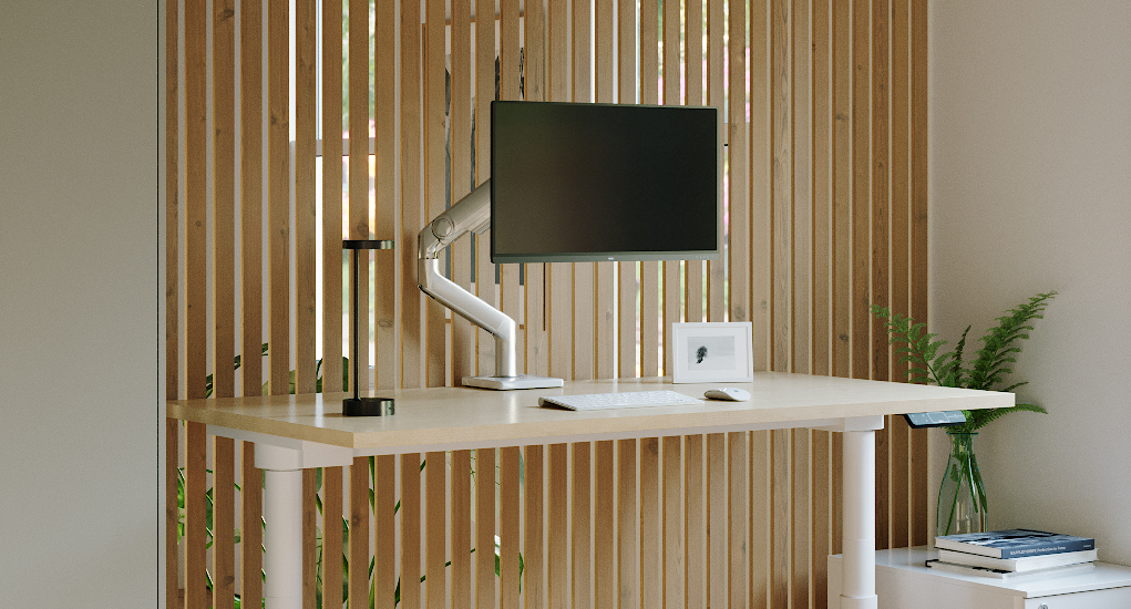 Monitor Arm featured in a work from home office space